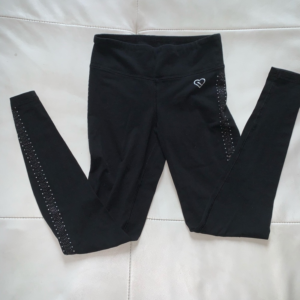 black athletic leggings w rhinestones size s